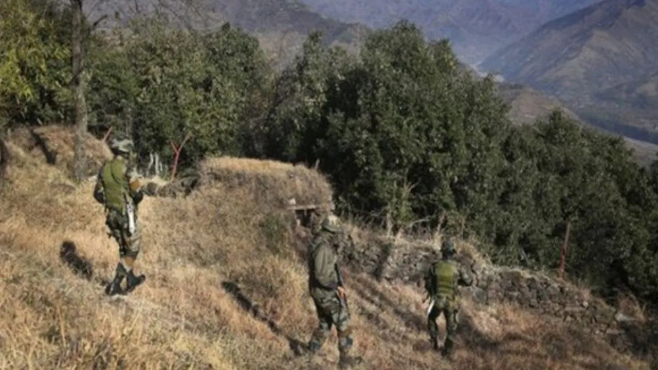 Security forces demolishing terrorists' cave shelter in Budgam
